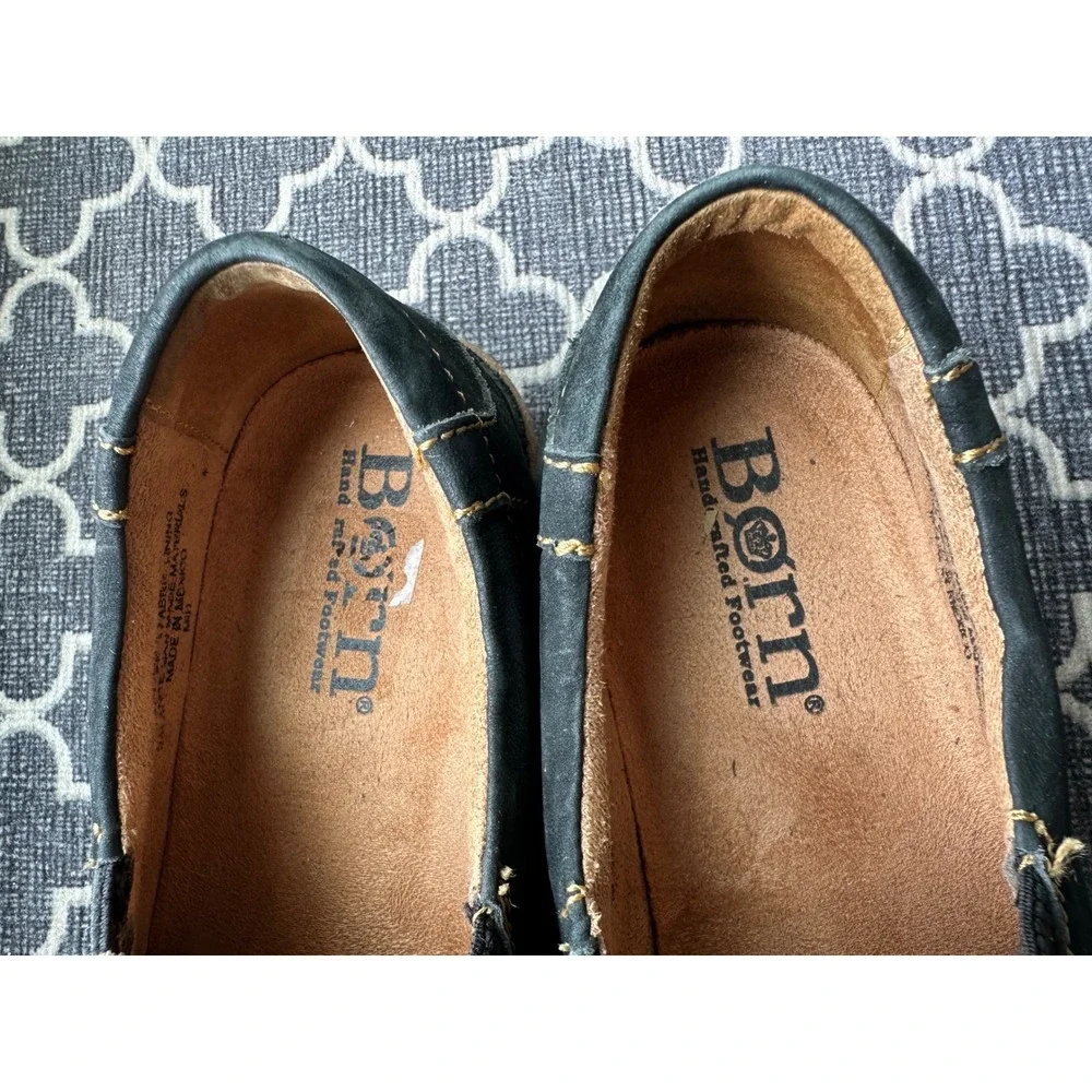 Born Women Nampa Slip On Loafers Black Suede Leather Comfort Shoes Size 11